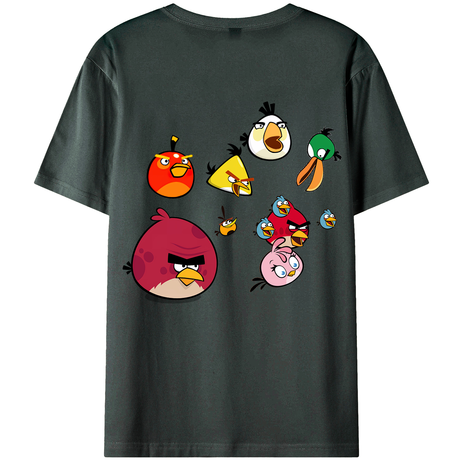 （画像用） Angry Birds アングリーバード 綿100％ メンズ半袖Tシャツ（バックプリント） 通気性
